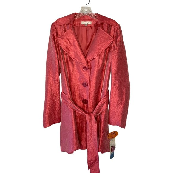NINE WEST Azalea Shiny Pink Vintage Button-Up Short Dress Jacket NWT Size Small